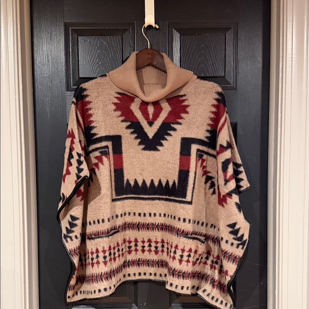 Lucky Brand Multicolor Geometric Poncho